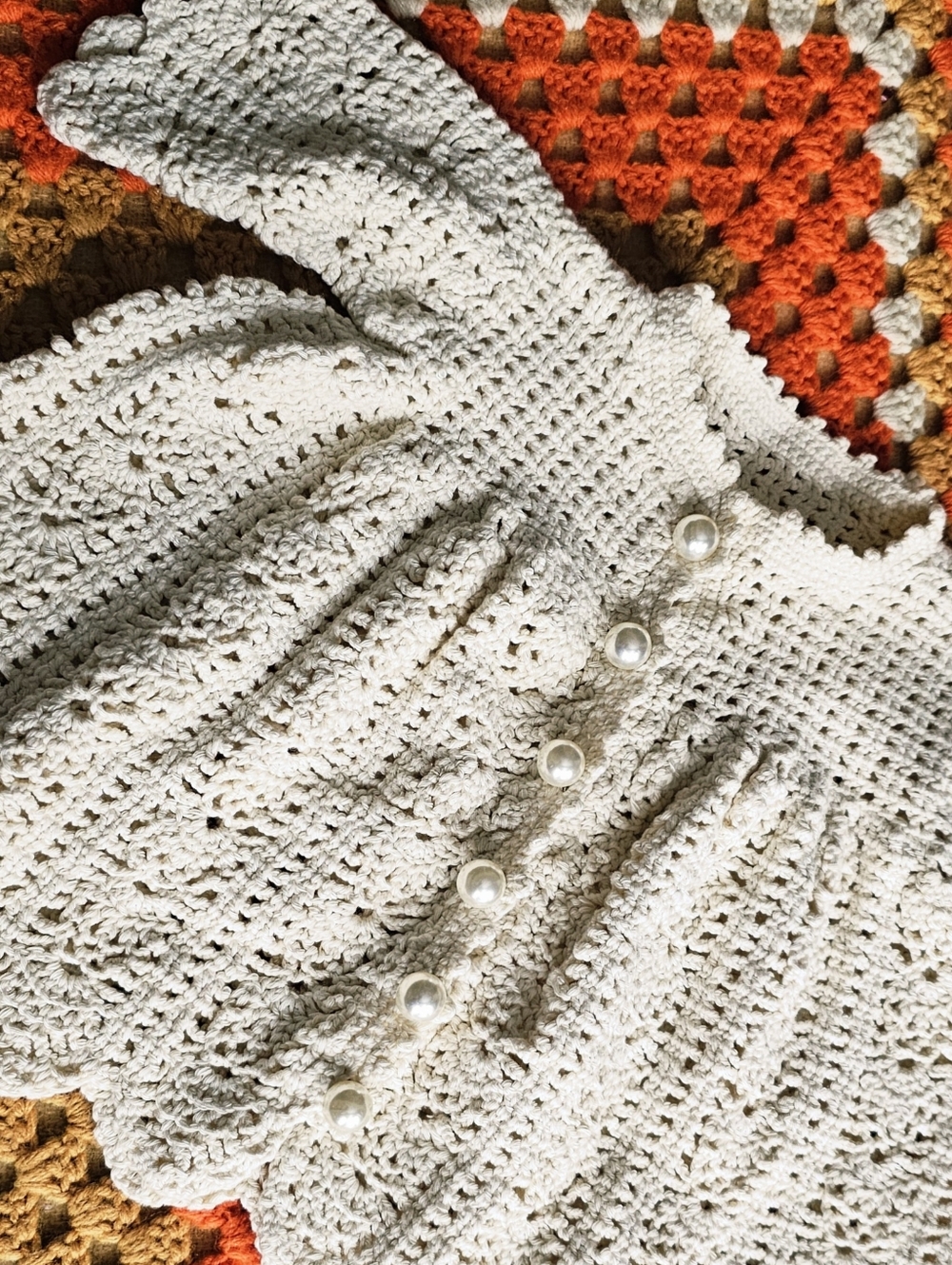 Vintage Crochet Baby Dress Handmade Heirloom Cottagecore Ivory